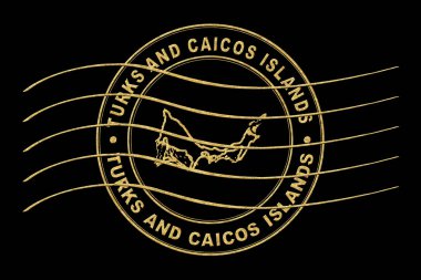 Turks ve Caicos Adaları Haritası, Posta Pasaportu Damgası, Seyahat Damgası, Yuvarlak Tasarım