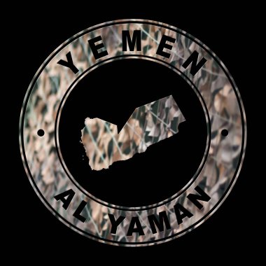 Map of Yemen, Military Stamp, Round Design clipart