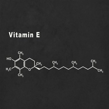 E vitamini, yapısal kimyasal formül siyah zemin üzerinde beyaz