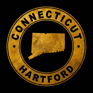 Gold Emblem of Connecticut, Background Map clipart