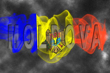 Yıldızlı Arkaplan Duman Efektine sahip Moldova Bayrağı