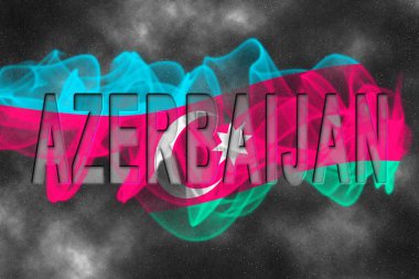 Yıldızlı Arkaplan Duman Efektli Azerbaycan Bayrağı