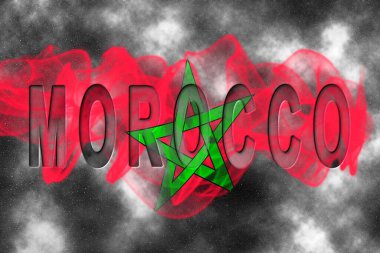 Yıldızlı Arkaplan Duman Efektli Fas Bayrağı