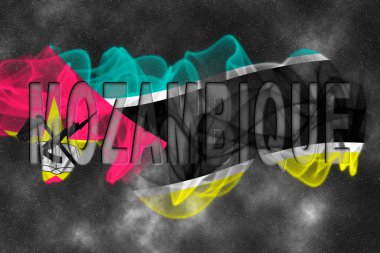 Yıldızlı Arkaplan Duman Efektli Mozambik Bayrağı