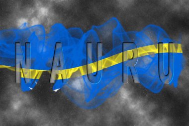 Yıldızlı Arkaplan Duman Efektli Nauru Bayrağı