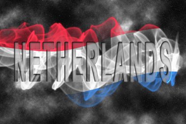 Yıldızlı Arkaplan Duman Efektli Hollanda Bayrağı