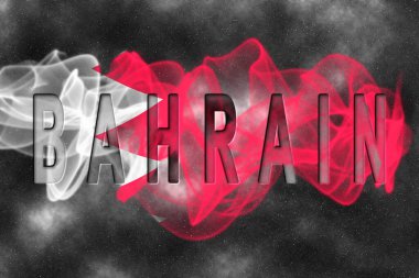 Yıldızlı Arkaplan Duman Efektli Bahreyn Bayrağı