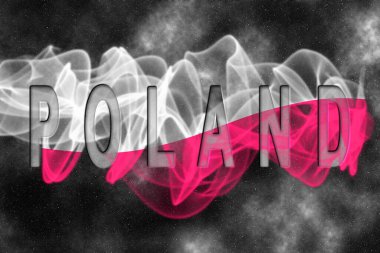 Yıldızlı Arkaplan Duman Efektli Polonya Bayrağı