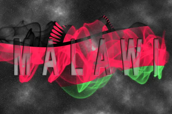 Yıldızlı Arkaplan Duman Efektli Malawi Bayrağı