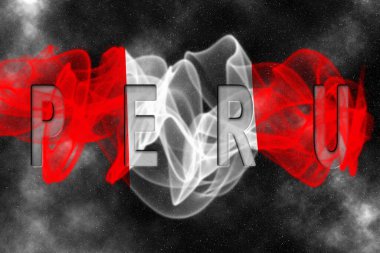 Yıldızlı Arkaplan Duman Efektli Peru Bayrağı