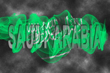 Yıldızlı Arkaplan Duman Efektli Suudi Arabistan Bayrağı