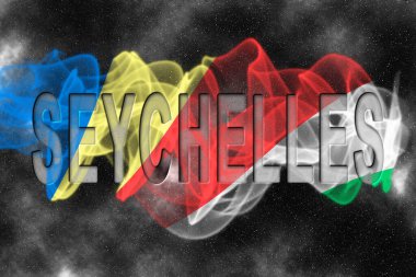 Yıldızlı Arkaplan Duman Efektli Seyşeller Bayrağı