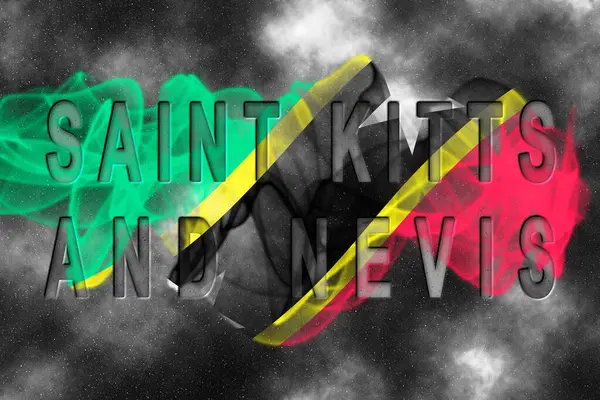 Saint Kitts ve Nevis Bayrağı Yıldızlı Arka plan Duman Efekti