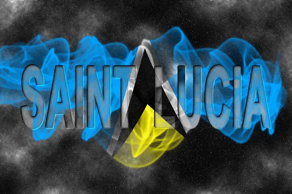 Yıldızlı Arkaplan Duman Efektli Saint Lucia Bayrağı