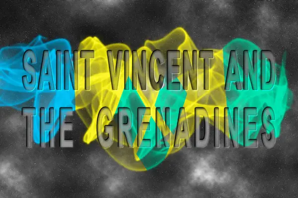 Saint Vincent ve Grenadines Bayrağı Yıldızlı Arka plan Duman Efekti