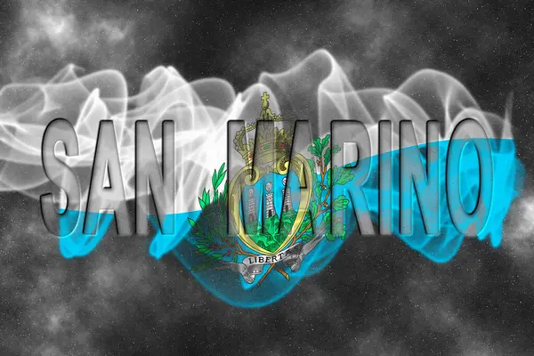 Yıldızlı Arkaplan Duman Efektli San Marino Bayrağı