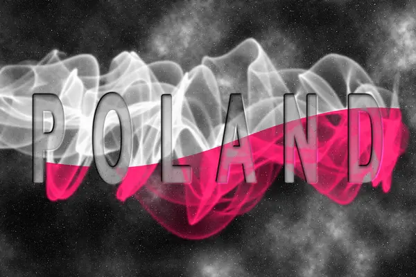 Yıldızlı Arkaplan Duman Efektli Polonya Bayrağı