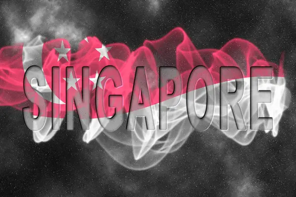 Yıldızlı Arkaplan Duman Efektli Singapur Bayrağı