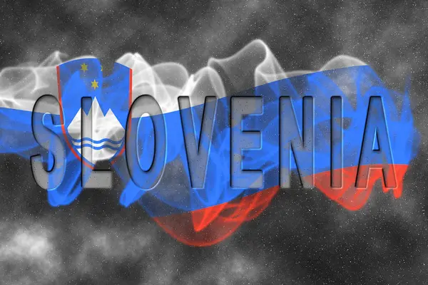 Yıldızlı Arkaplan Duman Efektli Slovenya Bayrağı