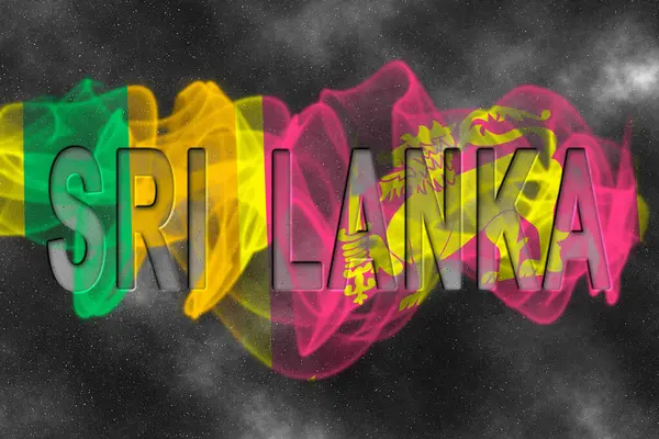Yıldızlı Arkaplan Duman Efektli Sri Lanka Bayrağı