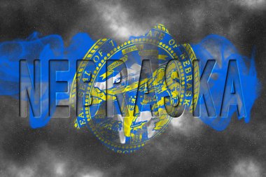 Yıldızlı Arkaplan Duman Efektine sahip Nebraska Bayrağı
