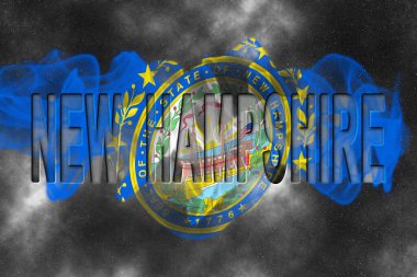 Yıldızlı Arkaplan Duman Efektli New Hampshire Bayrağı