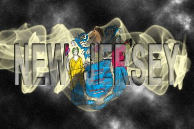 Yıldızlı Arkaplan Duman Efektli New Jersey Bayrağı
