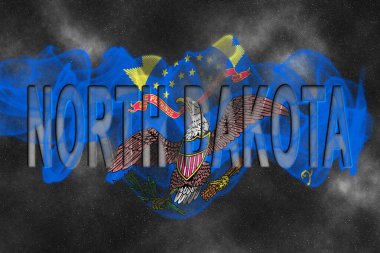 Yıldızlı Arkaplan Duman Efektli Kuzey Dakota Bayrağı