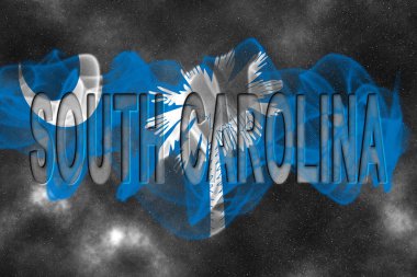 Yıldızlı Arka plan Duman Efektli Güney Carolina Bayrağı