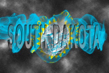 Yıldızlı Arkaplan Duman Efektli Güney Dakota Bayrağı
