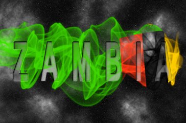 Yıldızlı Arkaplan Duman Efektine sahip Zambiya Bayrağı