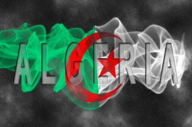 Yıldız Arkaplan Duman Efektli Cezayir Bayrağı