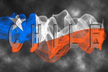 Yıldız Arkaplanlı Şili Bayrağı Duman Efekti