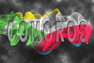 Yıldızlı Arkaplan Duman Efektli Komoros Bayrağı