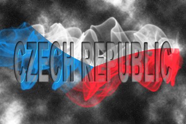 Yıldızlı Arkaplan Duman Efektli Çek Cumhuriyeti Bayrağı
