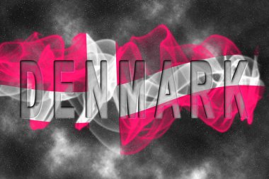 Yıldızlı Arkaplan Duman Efektine sahip Danimarka Bayrağı