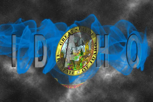 Yıldızlı Arkaplan Duman Efektli Idaho Bayrağı