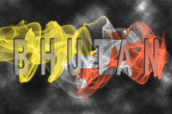 Yıldızlı Arkaplanlı Bhutan Bayrağı Duman Efekti