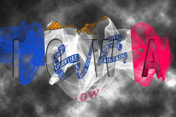 Iowa Bayrağı Yıldızlı Arkaplan Duman Efekti