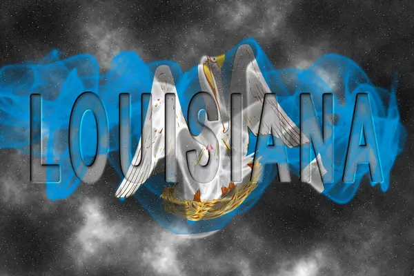 Yıldızlı Arkaplan Duman Efektli Louisiana Bayrağı