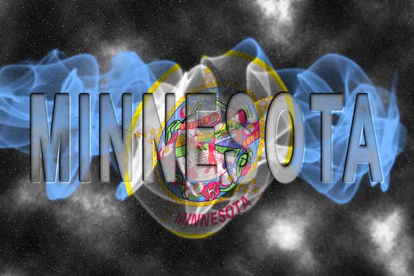 Yıldızlı Arkaplan Duman Efektli Minnesota Bayrağı