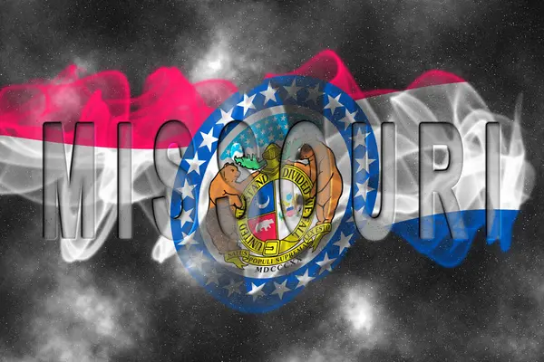 Yıldızlı Arkaplan Duman Efektli Missouri Bayrağı