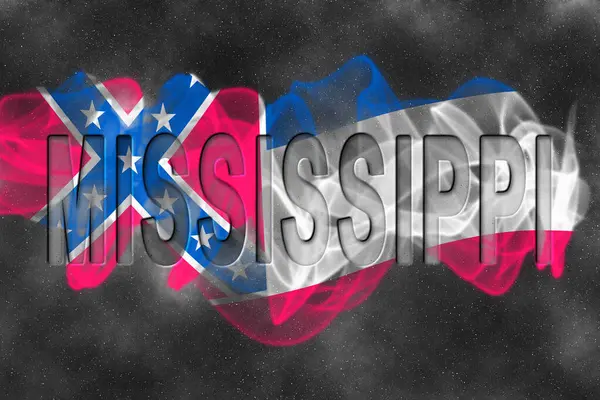 Yıldızlı Arkaplan Duman Efektli Mississippi Bayrağı