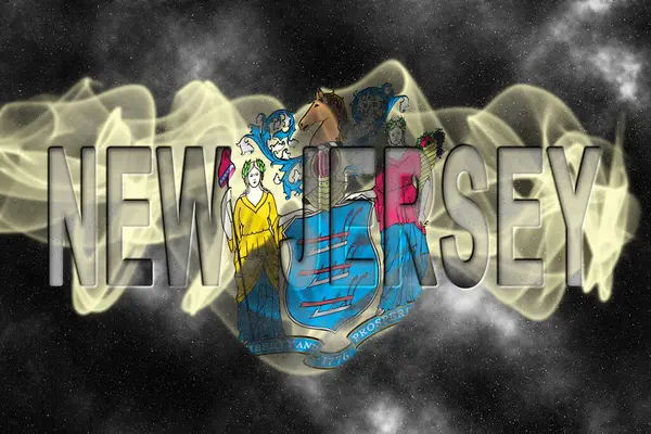Yıldızlı Arkaplan Duman Efektli New Jersey Bayrağı