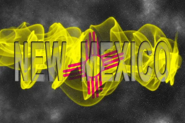 Yıldızlı Arkaplan Duman Efektli New Mexico Bayrağı