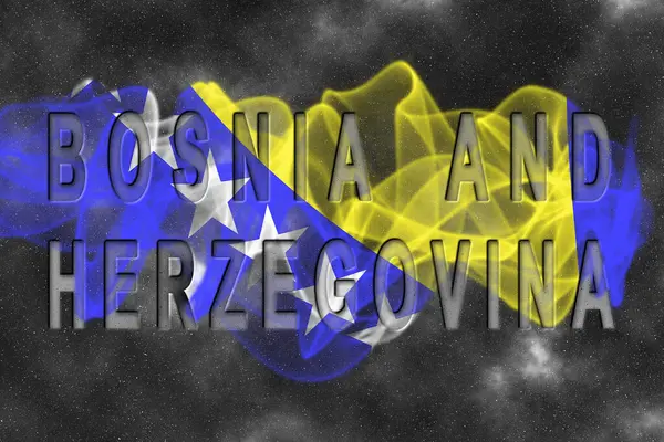Yıldızlı Arkaplan Duman Efektli Bosna-Hersek Bayrağı