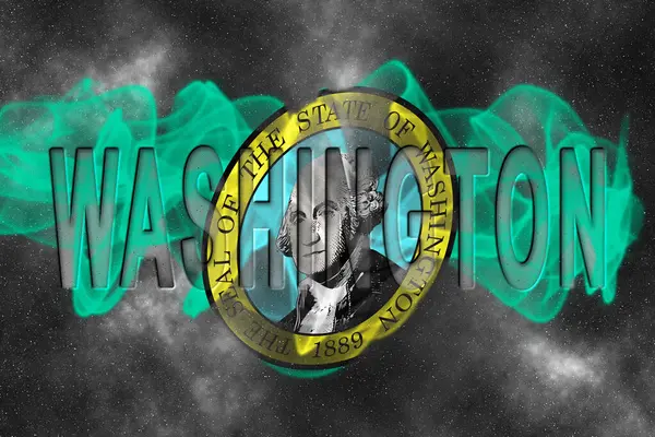 Yıldızlı Arkaplan Duman Efektli Washington Bayrağı