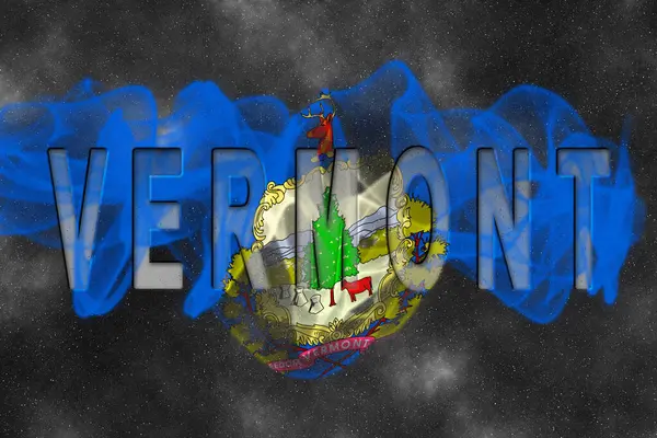 Yıldızlı Arkaplan Duman Efektli Vermont Bayrağı