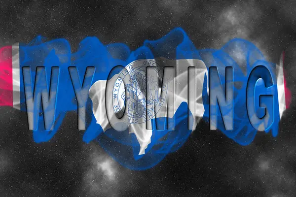 Yıldızlı Arkaplan Duman Efektli Wyoming Bayrağı