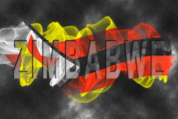 Yıldızlı Arkaplan Duman Efektli Zimbabwe Bayrağı